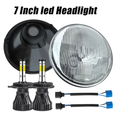 For Dodge D100 D200 D300 Pickup 1969-1974 7" Inch Round LED Headlights DRL - Image 1 of 4