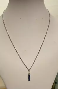 "Nilamani" Blue Kyanite Rondelle Bead Pendant on a 17.5" 925 Silver Rope Chain - Picture 1 of 4