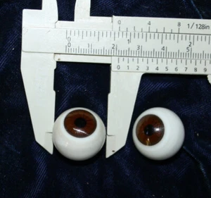 Antique brown glass Doll Eyes diameter c 13/16" -  21 mm Lauscha - Picture 1 of 2