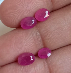 5.10 Cts Natural Ruby Oval Cut 4 Pieces Lot Untreated Unheated Loose Gemstone - Picture 1 of 5