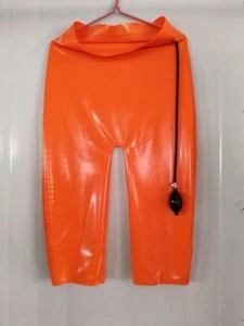 100% Latex Rubber Gummi Halloween Masquerade Boxer shorts orange Fixed Men XL - Picture 1 of 1