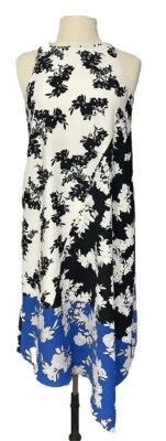 Alfani Asymmetrical Hight/Low Dress Womens 4 Floral Colorblock White Black Blue - Image 1 of 4