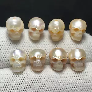 Skull Shaped Freshwater Pearl Bead – Artisan Hand-Carved - Picture 1 of 4