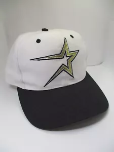VTG Houston Astros Gold Star Logo 7 Snapback MLB Cap Hat Black White / Gold 90’s - Picture 1 of 16