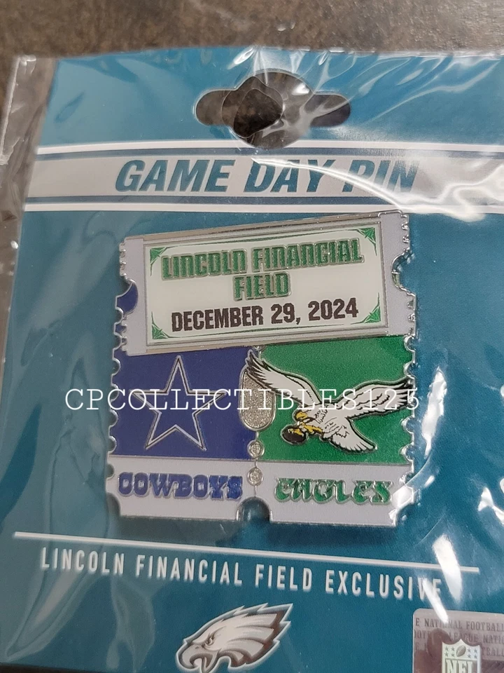 Prendedor del día del juego Dallas Cowboys VS PHILADELPHIA EAGLES 29/12/2024 NUEVO Foto 1 de 1