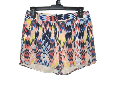 Pantalones Cortos Waverly Gris Multicolor Rayas Chevron Seda Talla 0 Hechos en EE. UU. Foto 1 de 4
