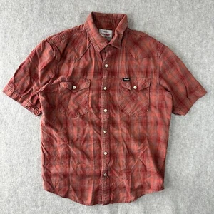 Wrangler Camicia Uomo Piccola Rosso Arancione Bottoni Perla Snap Cowboy Western - Foto 1 di 8