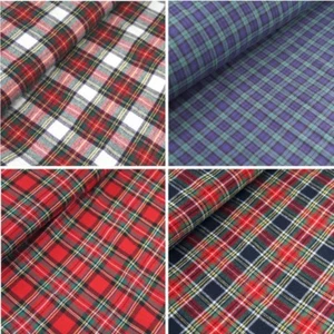 100% Brushed Cotton Fabric Tartan Wincyette Flannel Royal Stewart Black Watch - Picture 1 of 5