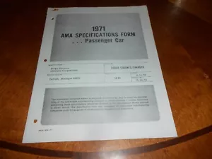 1971 DODGE CHARGER & CORONET AMA SPECS / 44 p. MANUAL / '71 BROCHURE - Foto 1 di 4