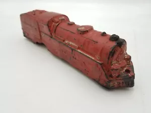 Vintage 1940s Arcor Red Rubber Locomotive Toy Train 9-1/2" USA USED Cracked - Picture 1 of 12