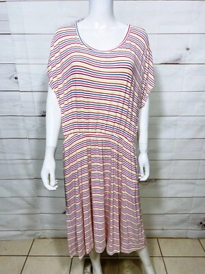 Vestido para mujer Lane Bryant talla 18/20 multicolor a rayas cuello redondo cintura elástica Foto 1 de 4