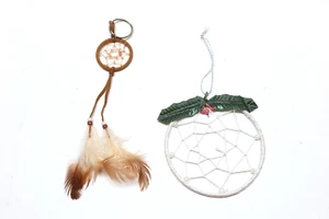 2 Dream Catchers Wall Hanging Decoration Ornament Handmade Feather Craft - Picture 1 of 4