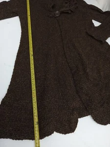 Peck & Peck Women Chocolate Brown Knit Cardigan Flowers Detail Neck Size XL - Picture 1 of 16