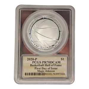 2020-P $1 Basketball Hall Of Fame - Magic Johnson HAND SIGNED - PR70DCAM RARE 7B - Picture 1 of 2