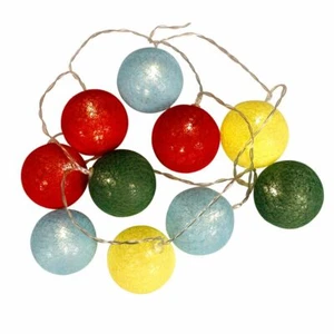 LEX 10er Raffia LED Kugel-Lichterkette, Bunt - Picture 1 of 2