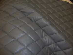 Vinyl Upholstery Grey diamond Quilted fabric with 3/8" Foam Backing by yard  - Picture 1 of 1