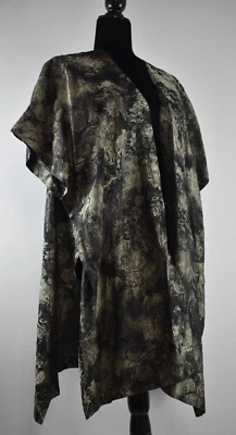 eskandar 0/S One Size Open Front Vest Jacket Floral Textured Oversized Lagenlook - Image 1 of 4