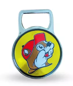 Apribottiglie magnetico con logo Buc-ee's in metallo 2,25 in metallo - Foto 1 di 2