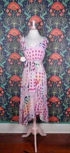 Vestido de cóctel La Maison Talulah rosa lila con volantes femenino midi de gasa nuevo con etiquetas M - Imagen 1 de 6