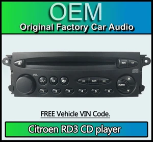 Citroen Xsara Picasso car stereo CD player Citroen RD3 radio + FREE Vin Code - Picture 1 of 3