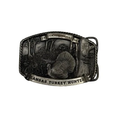 1984 Kansas Turkey Hunter Commemorative Belt Buckle #392/500 SS USA - Image 1 of 4