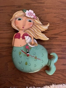 Allen Design Studio Collection Mermaid Resin Wall Clock Pendulum~14x9” - Picture 1 of 11