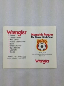 Calendario de fútbol de bolsillo NASL 1979 Memphis Rogues desplegado - Wrangler - Imagen 1 de 2