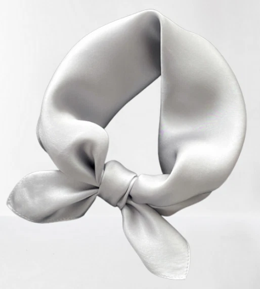 100% Silk 20" small Women Scarf neckerchief Wrap solid gray-- - Image 1 of 1