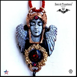 lucifer amulet gothic talisman pendant jewelry devil satan satanic wings roses 1 - Picture 1 of 24