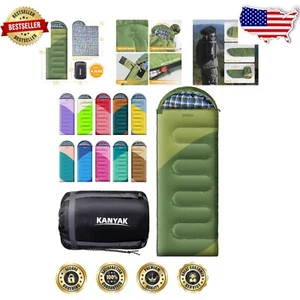 All-Weather 32℉ Camping Sleeping Bag with Lightweight Design - Ideal for Hiking - Picture 1 of 8