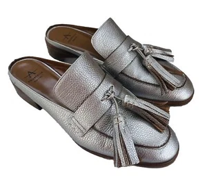 Aquatalia Stella Metallic Damen-Pantoletten Platin Größe 7M EUC - Bild 1 von 11