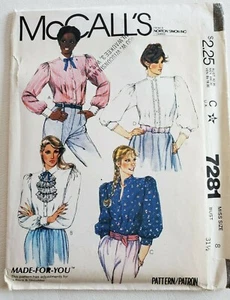 Uncut Vtg 1980 PIE CRUST BLOUSE McCalls 7281 PUSSY BOW RUFFLES SZ 8 Granny RETRO - Picture 1 of 2