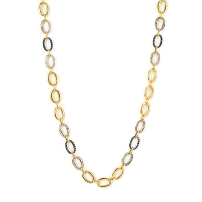 Collar de cadena de eslabones ovalados de zafiro de oro amarillo y plata de ley Sylva & Cie de 18 quilates Foto 1 de 4