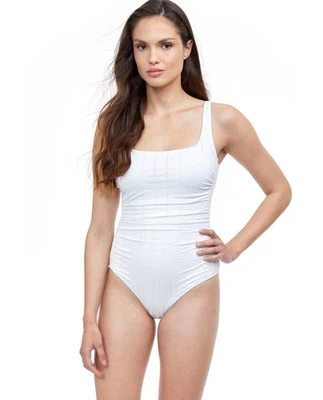 Traje de baño de una pieza Profile By Gottex Afternoon Tea Off White con textura cuello redondo Foto 1 de 2