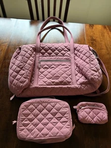 Vera Bradley Strawberry ice Large Duffel, Make Up Bag, And Performance Bag - Picture 1 of 7