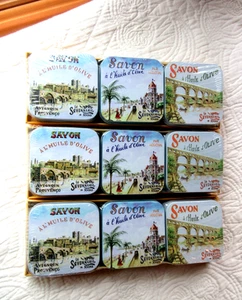 SAVON NYONS FRANCE OLIVE OIL SOAP LOT OF 9 TINS 3.5 oz. ea. SHEA BUTTER PURE VEG - Picture 1 of 2