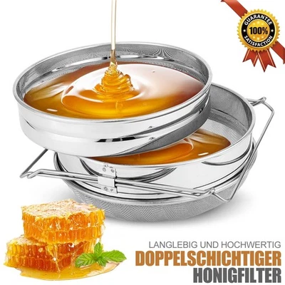 Honig Doppelsieb Honigsieb Edelstahl 2-teilig Honigernte Imker Werkzeug - Bild 1 von 4