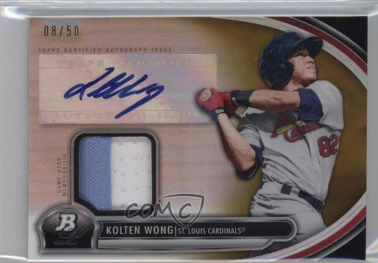 2013 Bowman Platinum Auto Relic Gold Refractor /50 Kolten Wong #AR-KW Auto - Image 1 of 2