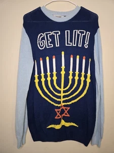 Get Lit Ugly Chanukkah Sweater By Imagin8 Size Large Unisex Cotton/Acryl EUC - Bild 1 von 7