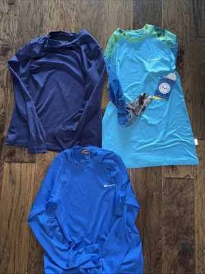 Camisa de natação O'Rageous Rash Guard UPF 50+ manga longa meninos jovens grande lote de 3 - Imagem 1 de 4