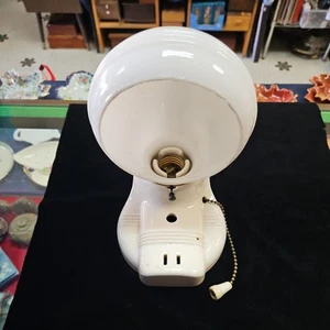 VTG Porcelain Single Wall Mount Sconce Light Fixture Milk Glass Shade 135-23B - Picture 1 of 8