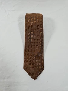 Stile Stilē Brown Silk Tie 60”x3” USA Made Geometric Woven Plaid Classic Necktie - Picture 1 of 6