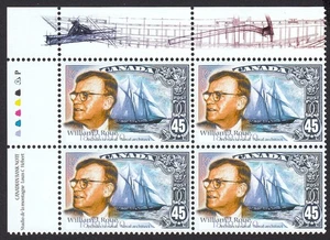 Canadá 1998 #1738 Blue Ship & Roue MNH UL Bloque de 4 - Imagen 1 de 1