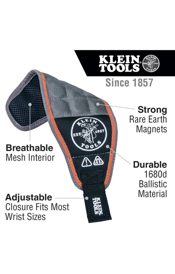 Klein Tools Magnetic Wristband 55895  **STRONG RARE EARTH MAGNETS** (MSRP  $22) - Image 1 of 1