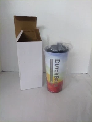Dutch Bros Colorful Coffee Tumbler Travel Commuter Mug Cup Windmill Easy Go Lid - Image 1 of 4