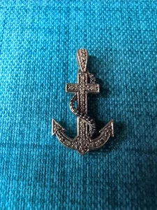 Anchor Design JWBR Pave Diamond Pendant 925 Sterling Silver - Picture 1 of 6
