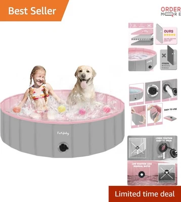 Dog Pool Hard Plastic 47in Foldable Outdoor Indoor Large Pets Wading - Image 1 of 4
