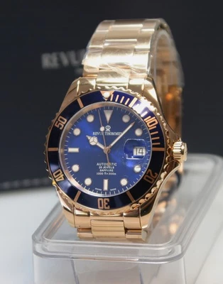 Revue Thommen DIVER 300m Automatic Blue/Blue 17571.2165 Rose Gold Plated Unworn - Image 1 of 4
