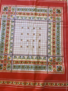 Marcus Bros Textile Danish Norwegian 44.5” x 4 yd Red Grid Floral Vtg RARE Panel - Picture 1 of 8
