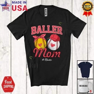 Custom Name Ball Player Mom; Joyful Mother's Day Baseball Softball T-Shirt - Picture 1 of 7